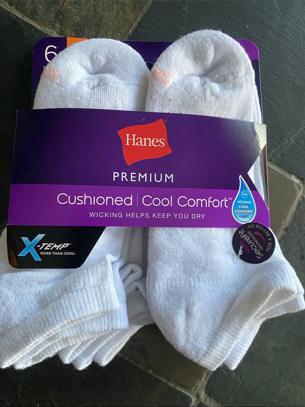 Hanes Premium Cushioned Cool Comfort White Women's No-Show Socks - 6 Pack